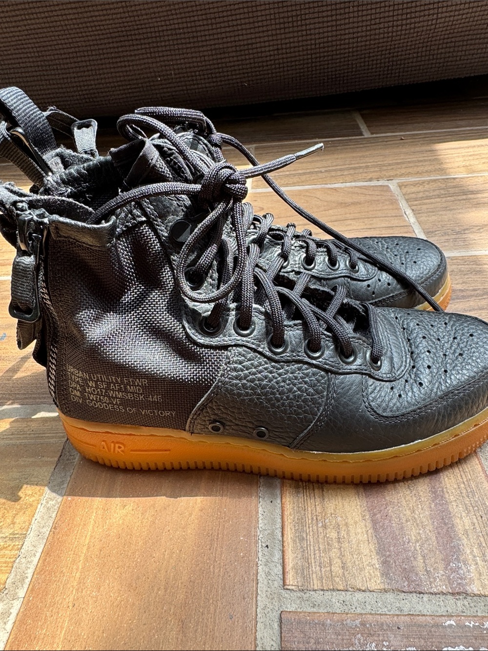 Nike Kids Black High-Top Sneakers with Gum Sole